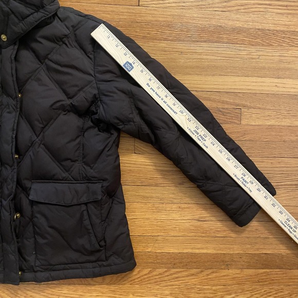 Lands' End Jacket Womens XS Petite Brown Quilted Down Faux Fur Hood Parka Zip - Picture 10 of 14